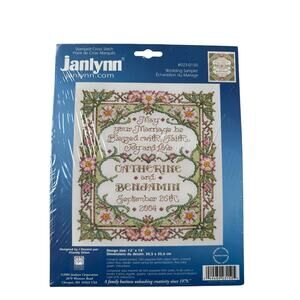 Vintage JANLYNN Wedding Sampler Cross Stitch Partial Kit 2004 Floral Leaf *READ*